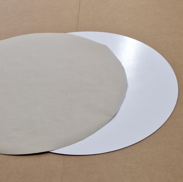 Pappscheiben Durchmesser 90cm weiß / mit Papier 10er - Pack grau